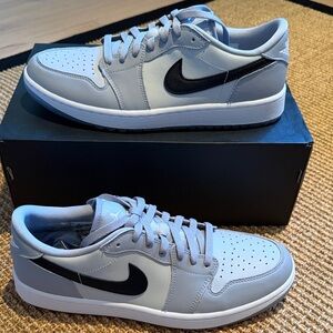 Nike Men's Jordan 1 Low Wolf Grey/Black Golf Sneakers sz 10